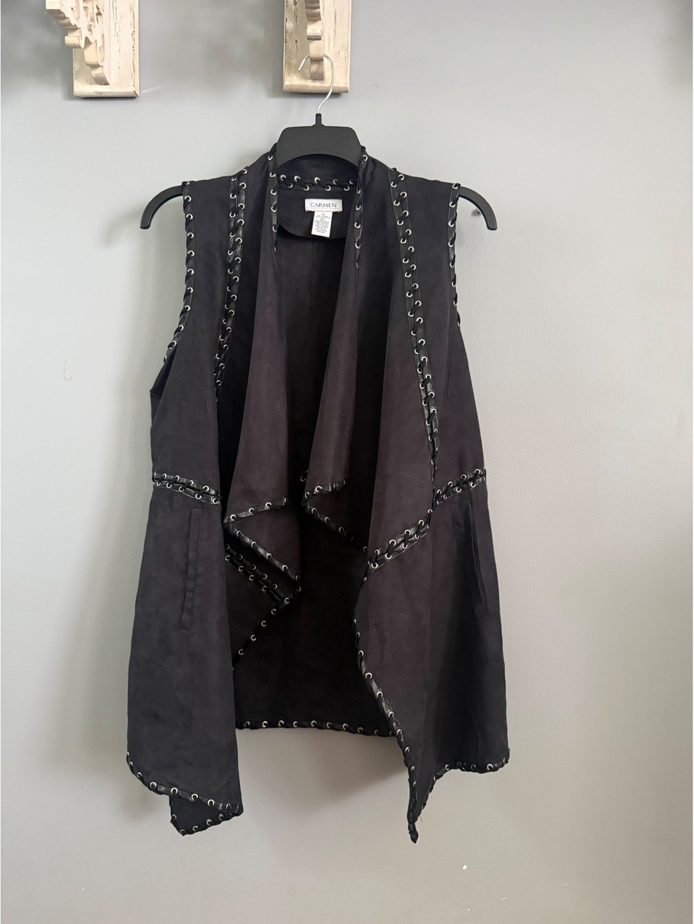 Carmen Marc Valvo Faux Suede Biker Vest Women’s Size XL